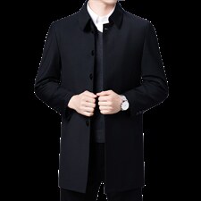 2023秋季新款中长款外套男翻领中年男士春秋款商务休闲风衣男装，男装风衣，电商B212（原钱塘6029）