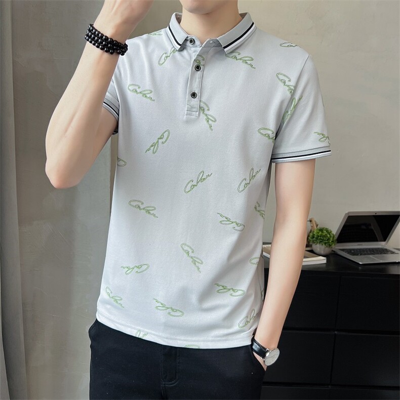 @店主风新款Polo衫男印花袖T恤男士高品质半袖PT07-P45，男装Polo衫，星座1207-1