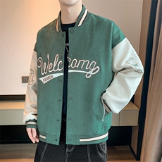 麂皮绒棒球服男士春秋飞行员夹克ins刺绣美式外套男上衣JK037-P93，男装夹克，星座308B-2