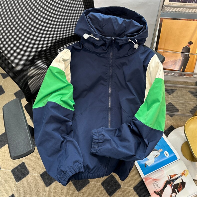 港风秋款男连帽夹克撞色冲锋衣休闲外套JK0123P65,男装夹克,星座1013-1