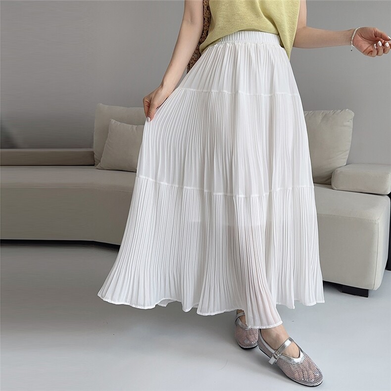 【夏季新款】欧韩风压皱飘逸百搭半身裙P80-K120，女装半身裙，简古