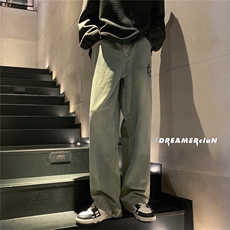 k1013-p50-控68M-5XL美式高阶黄泥拉链宽松大码牛仔裤cityboy，男装牛仔裤，星座116