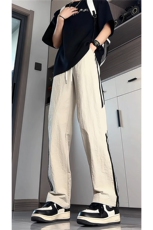 美式高街条纹裤子男夏季冰丝宽松冲锋户外直筒休闲阔腿裤KZ048P50，男装休闲裤，电商B312