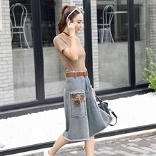 2021年夏季阔腿毛边牛仔裤韩版/套裙，女装套装/套裙，秋水欣儿