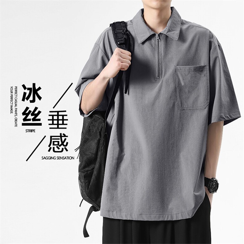 冰丝垂顺运动风装美式夏季翻领短袖亲肤透气TT320-特批3759,男装T恤,星座718