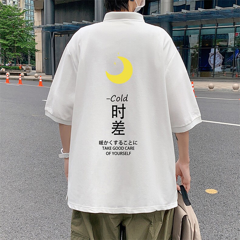 PL57047-P35 翻领短袖polo衫男大码胖子半袖t恤男有领保罗衫 模特图片