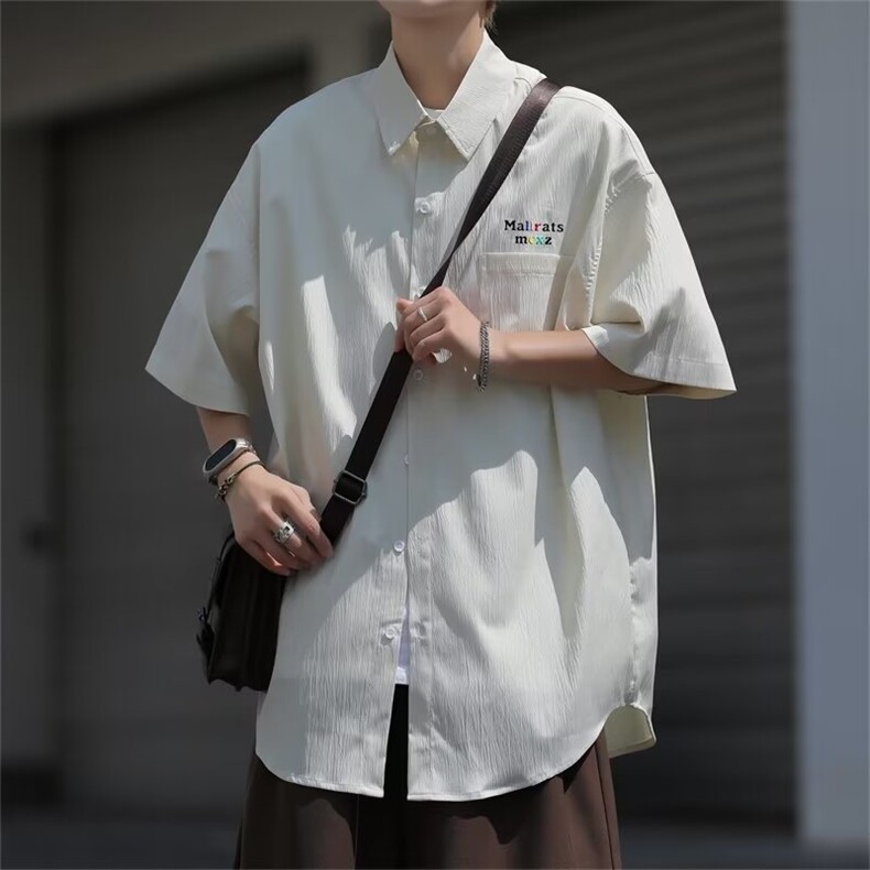 夏季短袖衬衫男女日系宽松简约基础款CC21P30,男装衬衫,星座1116-2