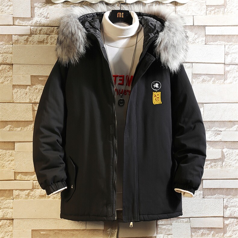 MM48016-P130冬季大毛领衣男士大码加厚袄男服砖墙,男装棉衣,电商A040A
