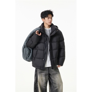 90%绒新标有报告连帽撞色韩版宽松羽绒服外套Y990/370 现货图片
