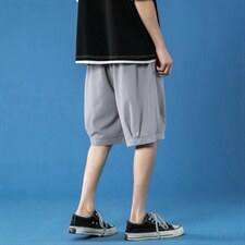 K162P23蓝底冰丝百搭五分裤夏装纯色潮流学生短裤沙滩裤凉爽，男装休闲裤，电商A050