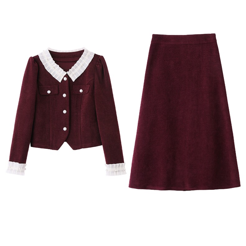 小香风秋冬气质高端两件套装敬酒服新娘回门服订婚礼服,女装套装/套裙,伊航服饰