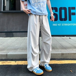 A429-YK1843-特批30  跑量款 肌理感阔腿褶皱伞兵工装休闲裤男图片