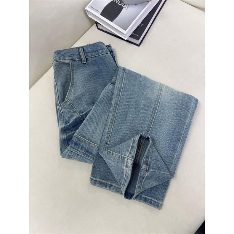 B221美式ins高街暗黑宽松直筒竹节纹工装牛仔裤LK26614-特P55控98,男装牛仔裤,电商B221