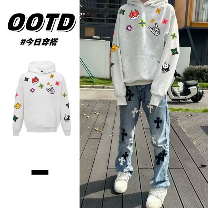 1506-1/QB3-830/P52连帽春秋季ins港风潮牌字母印花百搭外套,女装短外套,星座1506