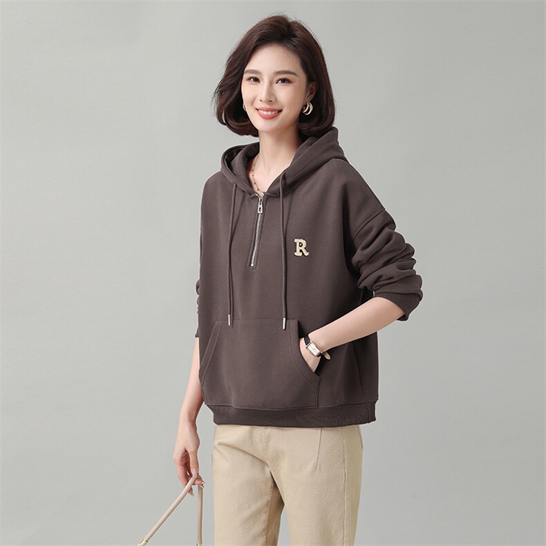 时尚宽松加绒卫衣女秋冬新款韩版百搭显瘦连帽长袖上衣外套潮图片