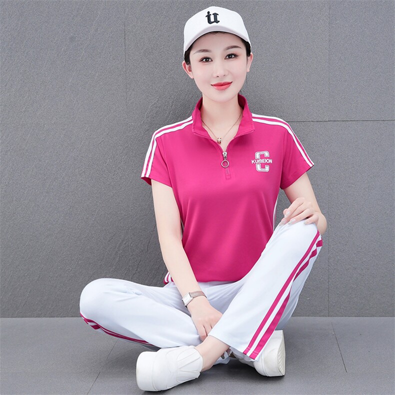 燕颉冰丝运动休闲套装女2024新款广场舞服装洋气夏季跳舞两件套,女装运动套装,燕颉服饰
