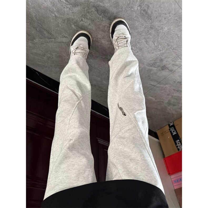 现货白灰色美式直筒弯刀休闲卫裤男K335特P35,男装休闲裤,星座205-3