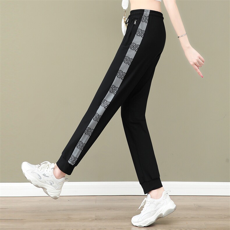 燕颉冰丝运动裤女夏季薄款2023高腰宽松休闲九分束脚防蚊速干裤子，女装休闲裤，燕颉服饰