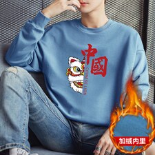 跑量加绒卫衣男秋冬打底上衣潮学生时尚百搭厚款卫衣F070加绒-P19,男装T恤,星座1816-2（原1210–2）