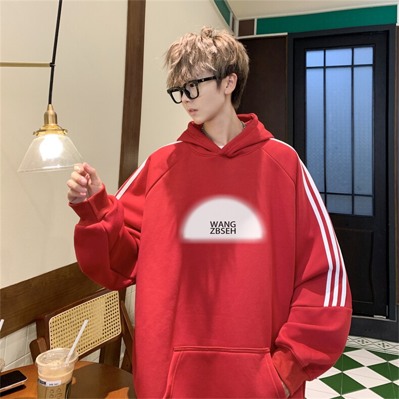 美式三杠条纹复连帽卫衣秋冬男女宽松长袖SWY2474-P55控88,男装卫衣,电商B370