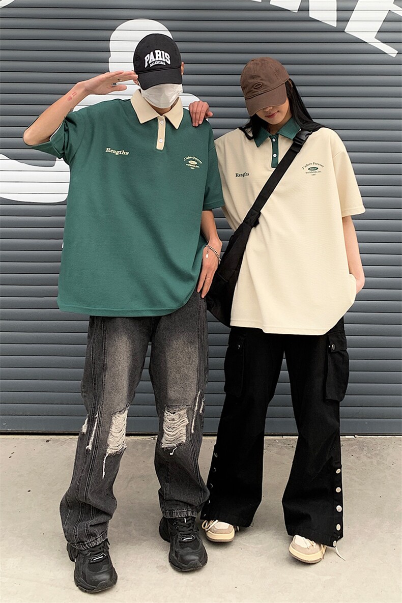 情侣装夏装2026新款港风宽松polo衫翻领夏季男装短袖T恤S187-P48,男装Polo衫,电商A233-1