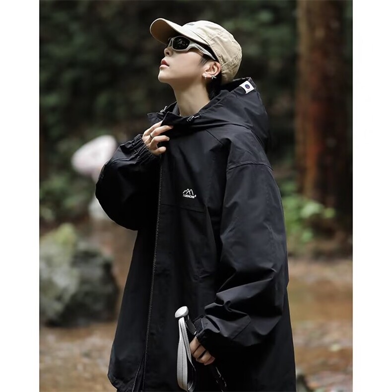 秋季日系穿搭冲锋衣夹克户外登山服防水工装连帽男外套W1818-P55,男装夹克,星座1109-3