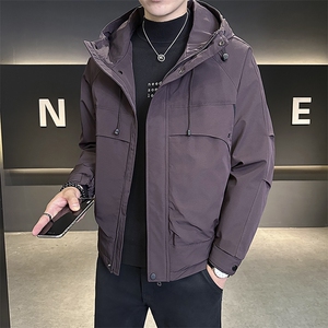 703-C12-P105 秋冬男士连帽防水大口袋 休闲棉衣夹克外套图片