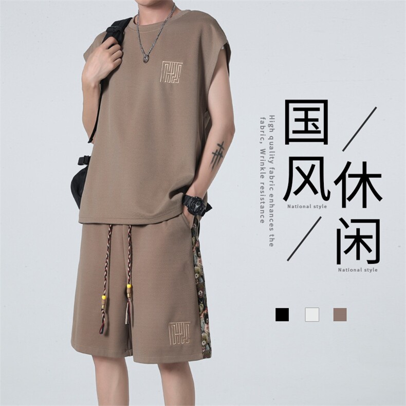 ！抖音品质！2024夏季风无袖T恤套装背心一套TBX246特P45图片
