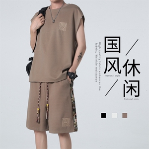 ！抖音品质！2024夏季风无袖T恤套装背心一套TBX246特P45图片