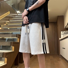 现货夏季抖音65棉35聚酯纤维休闲条纹短裤DK401-特P32控58，男装牛仔裤，电商B208
