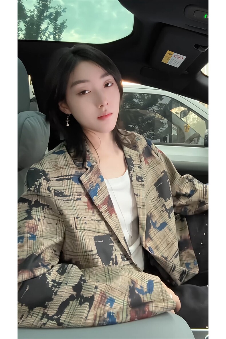 满印涂鸦印花西装外套男2025秋季新款宽松休闲西服-A2191P80控138,男装西服,电商B241