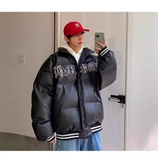 2025冬新PU皮款刺绣棉服情侣宽松百搭嘻哈棒球服潮流棉衣外套，男装棉衣，星座715-4