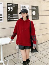 冬季连帽拼接加绒卫衣，女装卫衣/绒衫，依诺阁