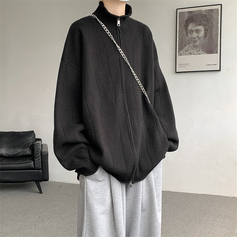 M-8XL春款纯色开衫毛衣宽松外套加肥加大码双拉链针织衫MY1503P78，男装针织衫/毛衣，电商B238