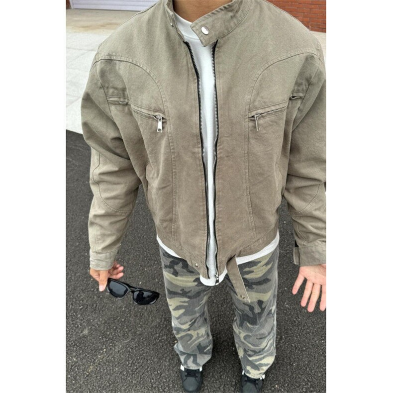 短款哈灵顿外套男款春秋美式复古cleanfit棒球服潮牌痞帅牛仔夹克，男装夹克，星座601-1