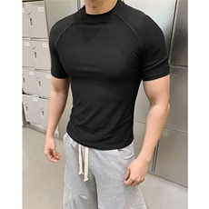 图230克紧身高弹插肩袖夏季男士健身短袖运动跑步T恤特P19，男装T恤，电商C306-1