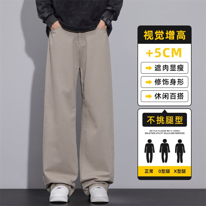 纯棉裤子男秋季潮牌直筒宽松阔腿新款美式工装休闲长裤Z2563-P45，男装棉裤，星座509