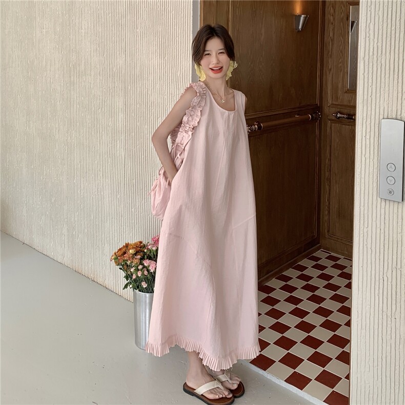 巨好看粉色无袖连衣裙女夏2025新款高级感超好看流行背心长裙爆款,女装连衣裙,2C232