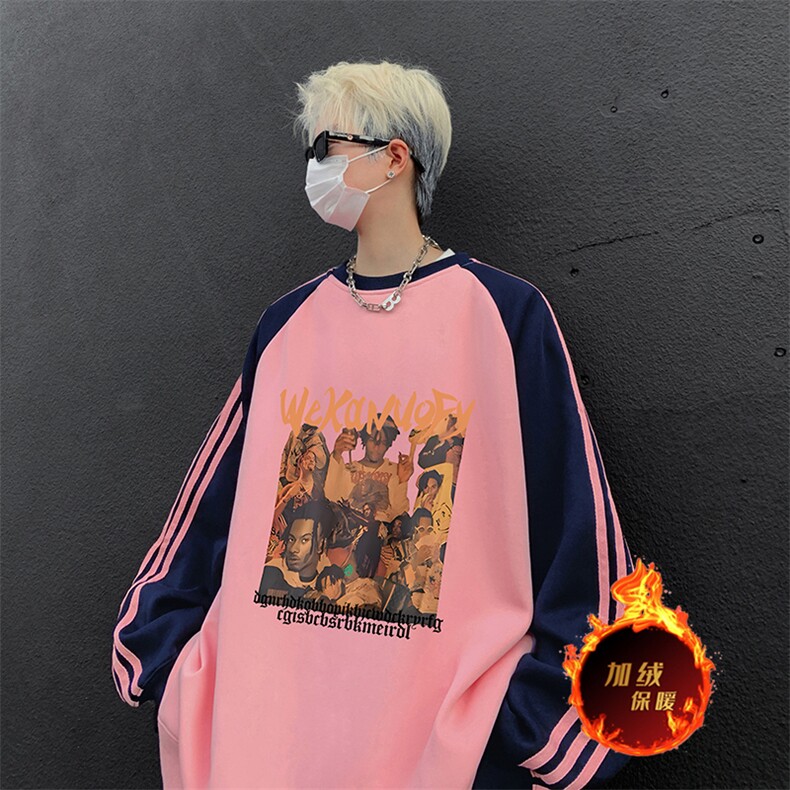抖音得物供货提供视频秋冬重磅美式宽松织带圆领卫衣0727,男装卫衣,电商A486