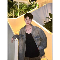 美式高级废土风长袖衬衫设计感小众牛仔衬衣JK502特P68，男装衬衫，星座908-1