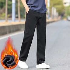 男士秋冬休闲裤宽松加绒长裤厚纯棉高腰直筒西裤D6079-P45加绒P55，男装西裤，星座509