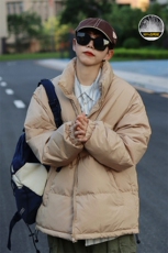 墨绿色羽绒服男款冬季加厚保暖白鸭绒面包服cleanfit立领宽松外套，男装羽绒服，电商A007