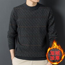 Z2630男士2023年秋冬新款长袖加绒圆领针织衫休闲打底衫P85，男装针织衫/毛衣，电商B360