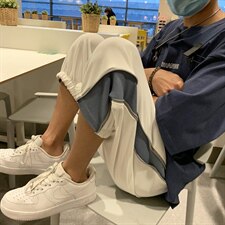夏季港风拼接拉链宽松运动7分8分6分裤货号B416--QF6P45控58，男装休闲裤，电商A063