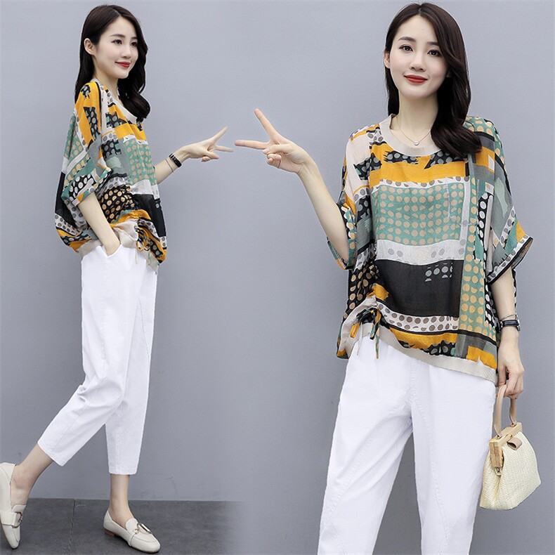 2025夏季新款时尚休闲女装遮肚子显瘦亚麻两件套薄款洋气减龄套装,女装套装/套裙,千千佰惠