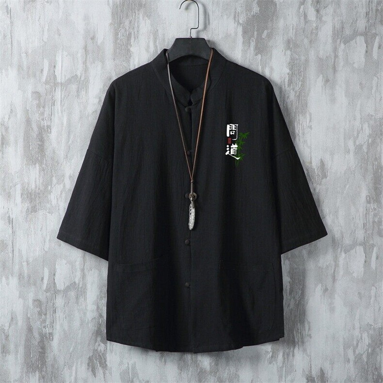 男士衬衫五分袖衬衣中袖印花立领唐装风XZ1512-241306-P35,男装衬衫,星座1512