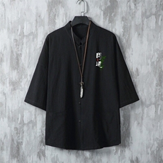 男士衬衫五分袖衬衣中袖印花立领唐装风XZ1512-241306-P35，男装衬衫，星座1512