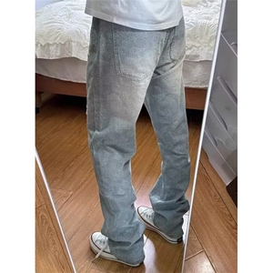 高街复古腰果花牛仔裤男女破洞补丁小众设计感显瘦炸街裤 NB191图片