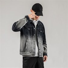 703-J秋季日系男士牛仔渐变印花夹克外套，男装夹克，星座703
