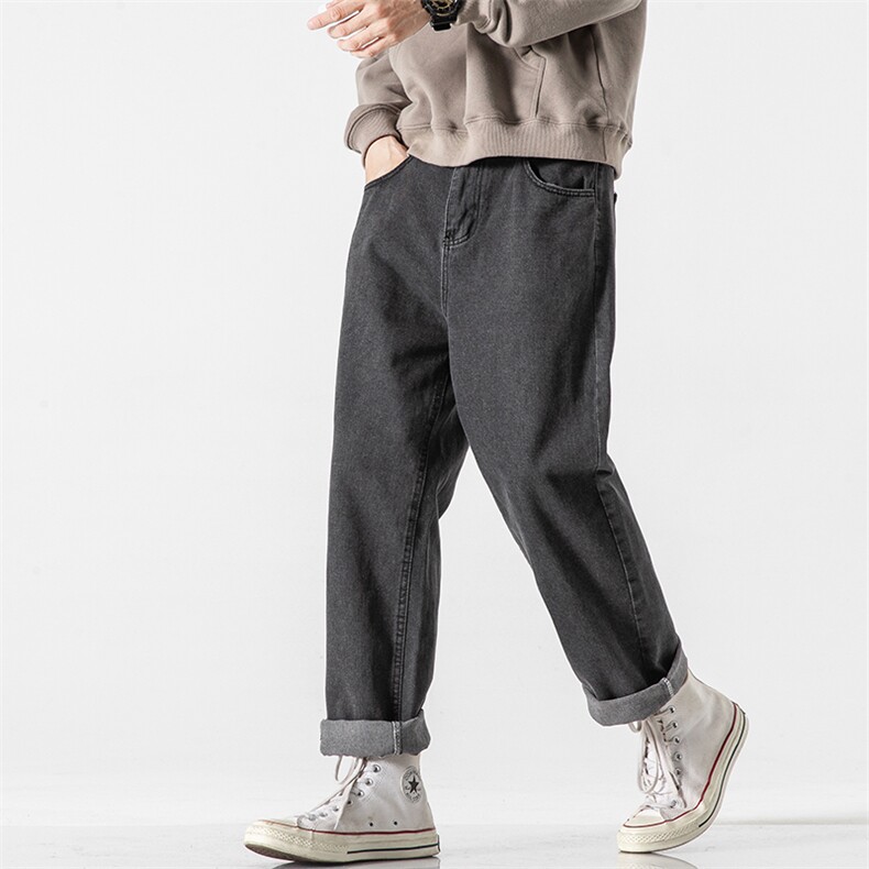 NK46099-P45加绒-P55百搭牛仔裤男士宽松九分裤男直筒裤子男,男装牛仔裤,电商A040A